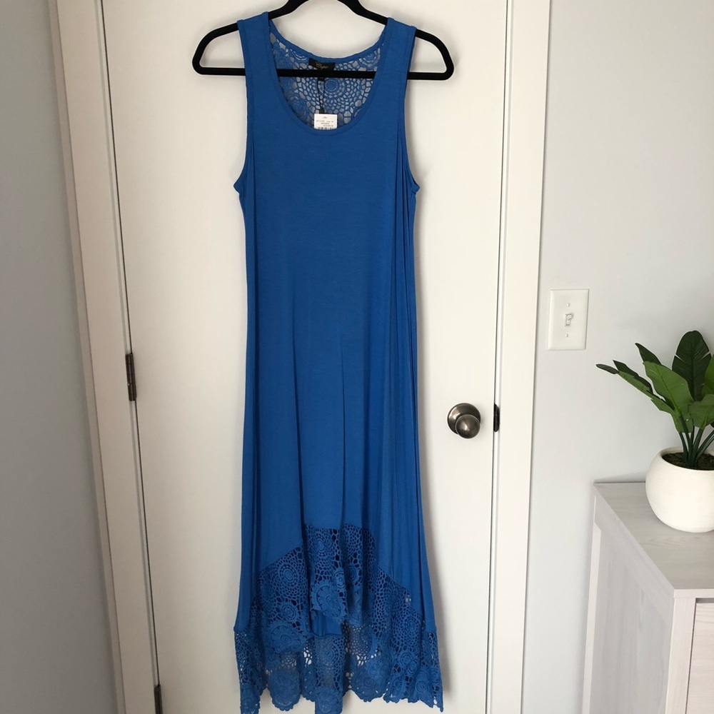 Blue lace high low dress